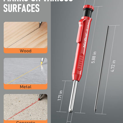 Carpenter Pencil Set with Sharpener – Mechanical Pencils + 26 Refills