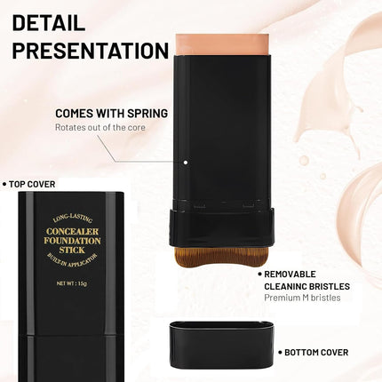 Dual Ended Foundation Stick Concealer Korean Makeup Contour Brush Set