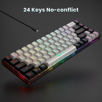 Compact Wired Gaming Keyboard with Backlight 68 Key Anti Ghosting Design