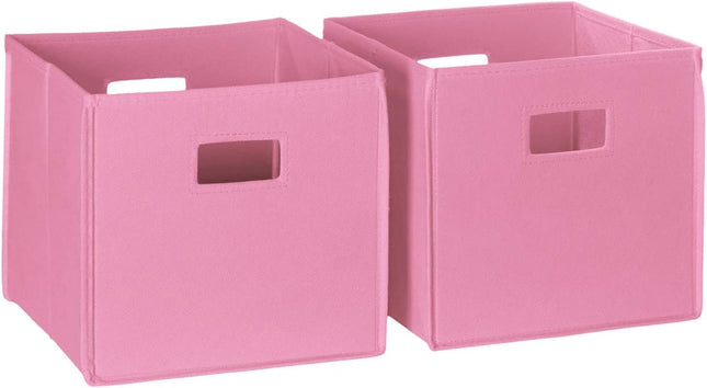 Pink Storage Bins with Handles – Foldable Closet & Bedroom Organizer, 2-Pack