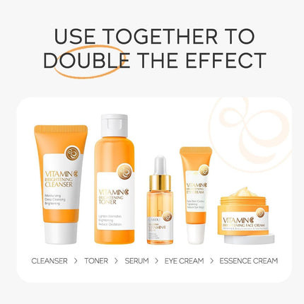 Vitamin C 5-in-1 Skincare Set – Cleanser, Toner, Serum, Cream & Eye Cream