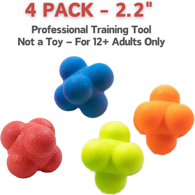 Reaction Balls 4 Pack for Adults, Reflex Training, Hand-Eye Coordination & Agility