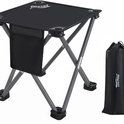 Portable Folding Camping Stool – Lightweight Seat with Carry Bag, Black