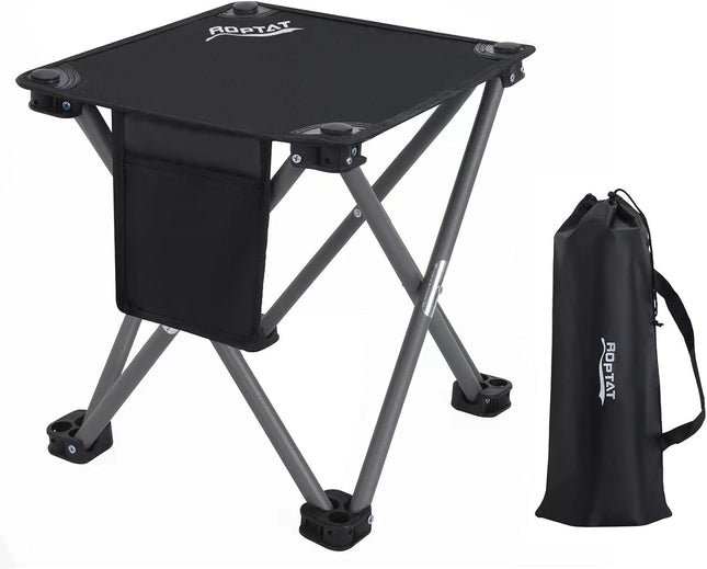 Portable Folding Camping Stool – Lightweight Seat with Carry Bag, Black