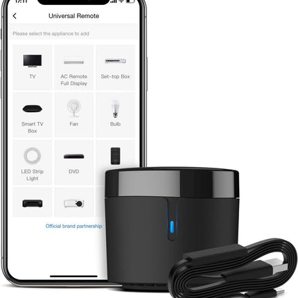 RM4mini IR Blaster Hub with Sensor Cable for Smart Home, Works with IFTTT