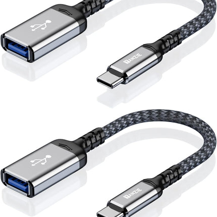 2 Pack USB C Male to USB A Female Adapter 5Gbps OTG Converter