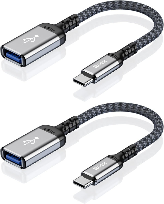 2 Pack USB C Male to USB A Female Adapter 5Gbps OTG Converter