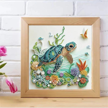 Sea Turtle 5D Diamond Painting Kit, 11.8x11.8in Special Shape Rhinestone Art