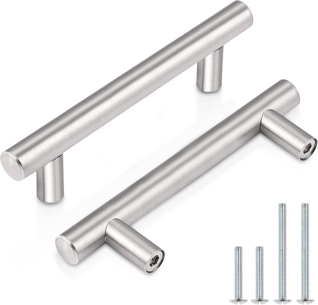 30 Pack Cabinet Handles Brushed Nickel T Bar Drawer Pulls 3 Inch Centers