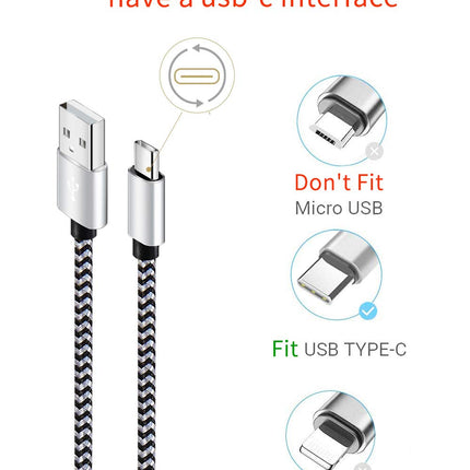 5-Pack USB Type-C Cables – 6ft Fast Charge, Braided, Samsung Compatible