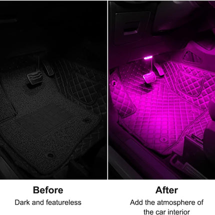 4Pcs Wireless Car LED Interior Lights, 7 Color USB Rechargeable Night Lamps