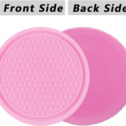 4PCS Car Cup Coasters Pink, Universal Non-Slip Silicone Cup Holder Mats, Auto Decor