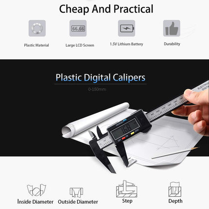 Electronic Digital Calipers, 0-6" with LCD Display, Automatic Shutdown for Jewelry