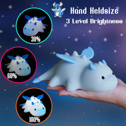 Soft Silicone Baby Dragon Lamp – RGB & 3-Level Warm Light, Portable Night Light