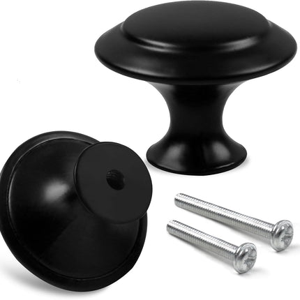 18-Piece Drawer Hardware Set – Black 30mm Knobs & Pulls with Screws Included