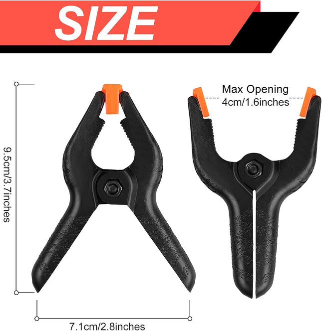 12-Pack 3.5” Plastic Spring Clamps – Heavy Duty Clips for Crafts & Wood