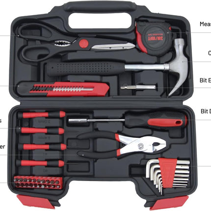 39-Piece Household Tools Kit – Essential Home Repair Set with Toolbox