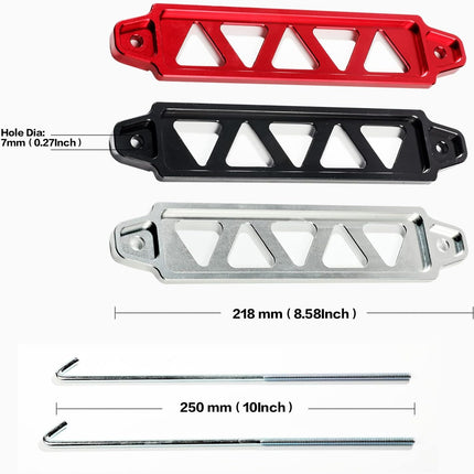 Car Battery Hold Down Bracket, 10in J-Bolts Aluminum Alloy Battery Tray, Red
