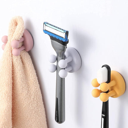 4PCS Silicone Toothbrush & Razor Holders – Adhesive Wall Hooks for Home