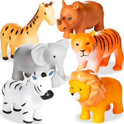 6 Pcs Bath Toys No Hole – Animal Toy Set for Infants 6-12 & Toddlers 1-3 with Mesh Bag