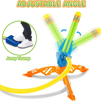 Kids Foam Rocket Launcher Toy with 6 Air Rockets Outdoor Game Ages 3-8+