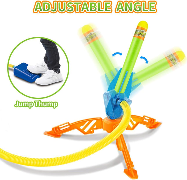 Kids Foam Rocket Launcher Toy with 6 Air Rockets Outdoor Game Ages 3-8+