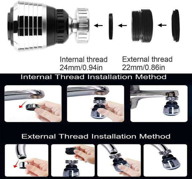 2-Pack 360° Swivel Faucet Aerators – Water-Saving Bubbler & Pressurized Faucet Filter