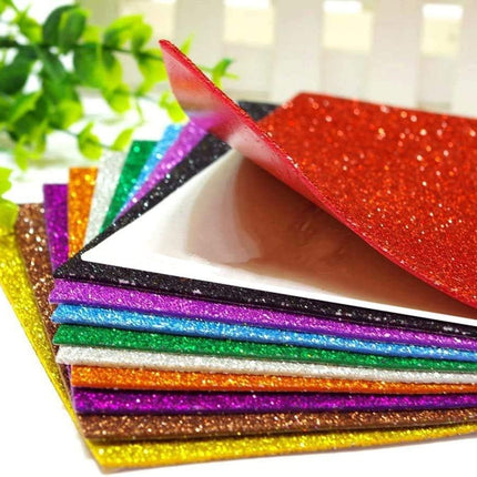 10Sheets Glitter Foam Paper Adhesive Craft Sheets for DIY Scrapbook Decor