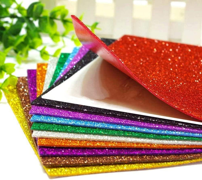 10Sheets Glitter Foam Paper Adhesive Craft Sheets for DIY Scrapbook Decor