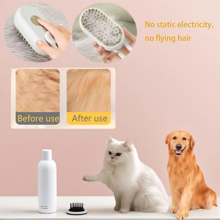 Rechargeable Cat & Dog Steam Brush – Skin-Friendly Deshedding Grooming Tool