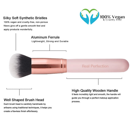 16Pcs Makeup Brush Set with Eyebrow Razor Synthetic Foundation Eyeshadow Blush Pink