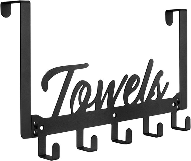 5-Hook Over Door Rack – Towel & Coat Holder for Bathroom, Bedroom, Kitchen