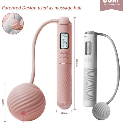 Cordless Weighted Jump Rope for Adults with LCD Counter & Ball Design