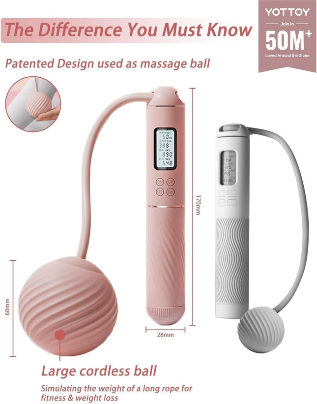 Cordless Weighted Jump Rope for Adults with LCD Counter & Ball Design