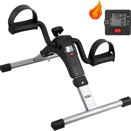 Folding Pedal Exerciser Mini Exercise Bike, Adjustable Resistance Arm & Leg Cycle