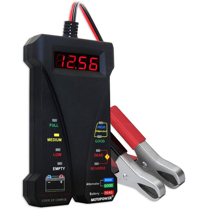 MP0514A 12V Car Battery Tester – Digital Voltmeter, LCD Display, LED Indication