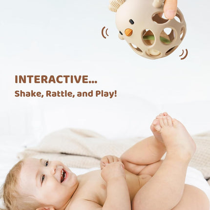 Baby Teether & Rattle – 100% Food-Grade Silicone, Soothing & Easy to Hold
