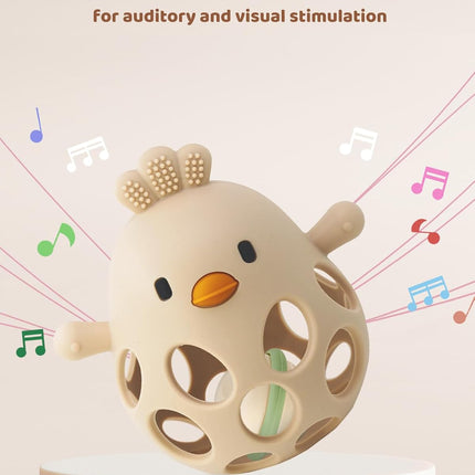 Baby Teether & Rattle – 100% Food-Grade Silicone, Soothing & Easy to Hold