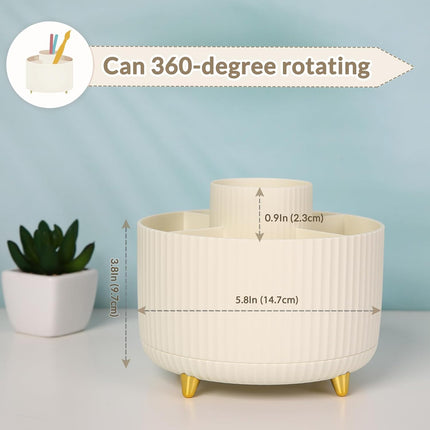 360° Rotating Pen Organizer Cup, 5 Slots Desk Storage for Office & School