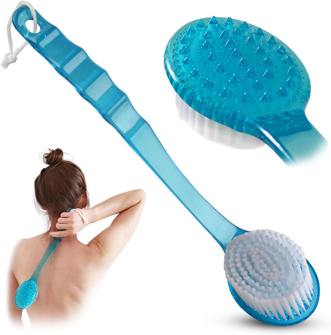 2-Pc Long Handle Bath Body Brush Set, Exfoliating Back & Feet Scrubbers