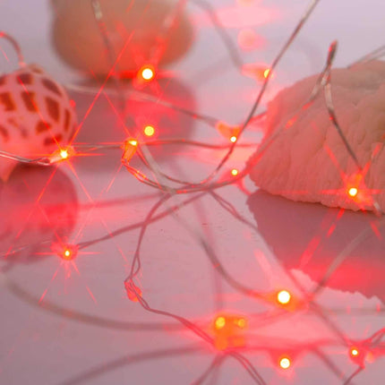 Red LED Fairy Lights 5m – Battery Operated Starry Copper Wire for Holiday & Wedding