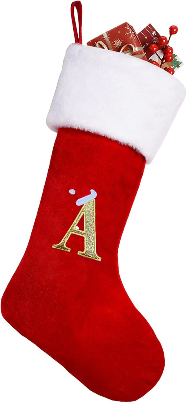 20 Inches Plush Christmas Stockings – Monogrammed Large Letter Stockings