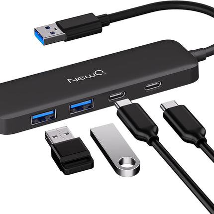 4-Port USB Hub Dual USB-C USB-A 3.0 Splitter Adapter for Laptop Desktop PC