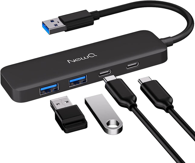 4-Port USB Hub Dual USB-C USB-A 3.0 Splitter Adapter for Laptop Desktop PC