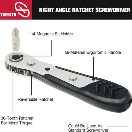 22-Piece Mini Ratchet Set – 1/4" Ratchet, Right Angle Screwdriver for Tight Spaces