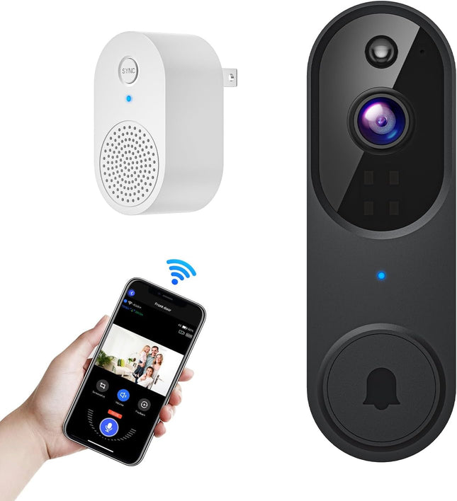 Wireless Wi-Fi Video Doorbell – Two-Way Audio, AI Motion, Night Vision