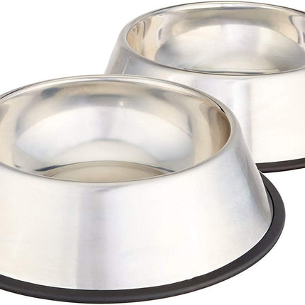 2-Pack Stainless Steel Dog Bowls, Non-Skid, 38oz Each, 10"x2.8"