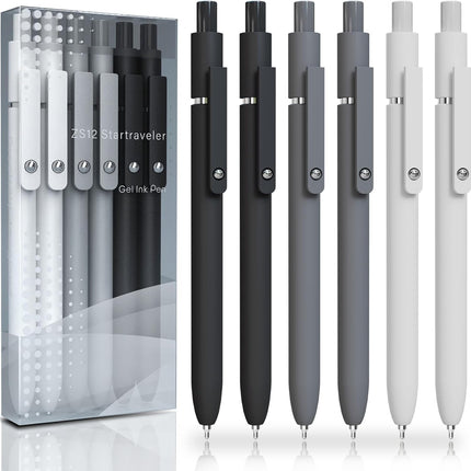 6PCS Gel Pens 0.5mm Fine Point Black Ink – Smooth Quick Dry Writing Pens