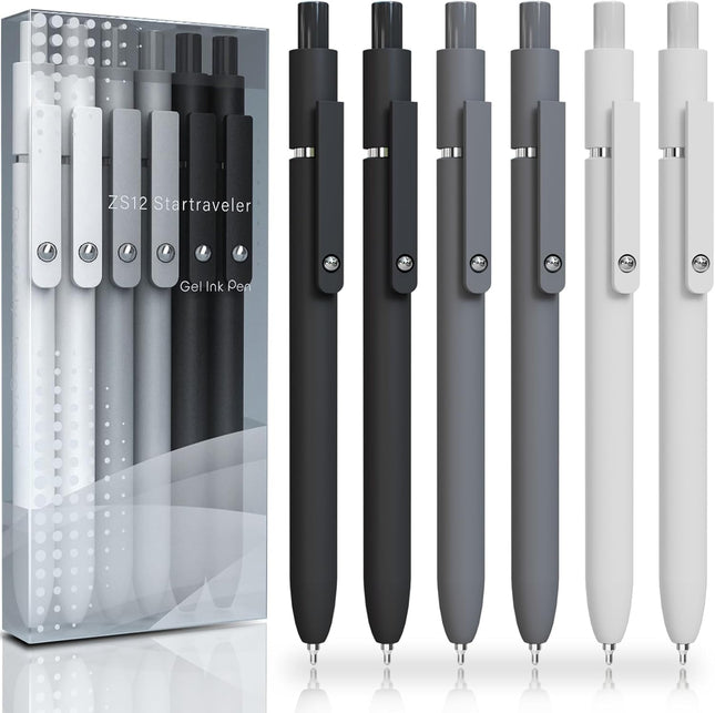 6PCS Gel Pens 0.5mm Fine Point Black Ink – Smooth Quick Dry Writing Pens