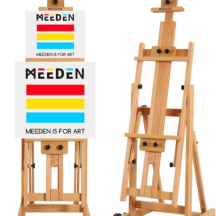 Painting Easel H-Frame, Adjustable Beech Wood, Holds Canvas Art up to 77"